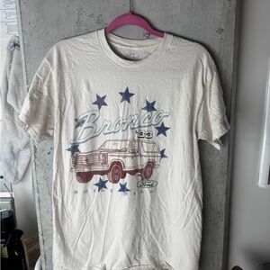 Ford Cream Short Sleeve Tee with Blue Stars and Brown Bronco Print